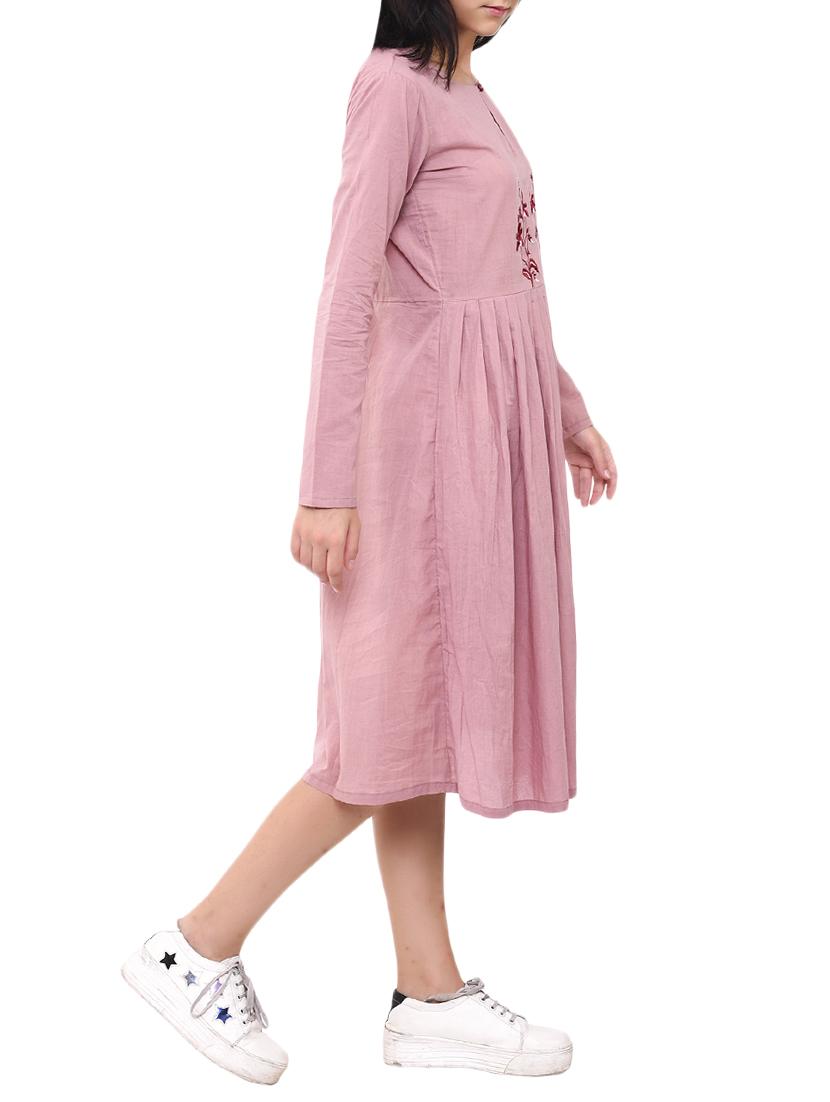 pleated embroidered a-line dress - 15929886 - Zoom Image - 2