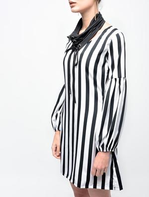 eyelet lace up striped a-line dress - 15930126 - Standard Image - 5