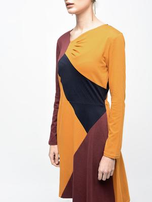 color block gather detail a-line dress - 15930127 - Standard Image - 5