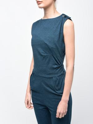 Boat neck button detail jumpsuit - 15930135 - Standard Image - 5
