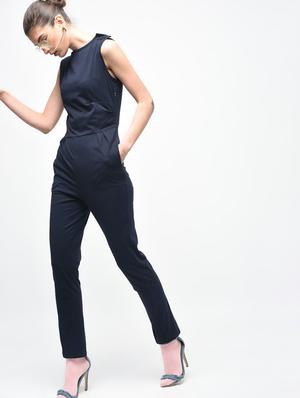 Boat neck button detail jumpsuit - 15930136 - Standard Image - 2