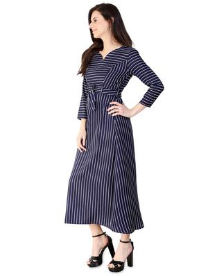 knot detail striped a-line maxi dress - 15930808 - Standard Image - 2