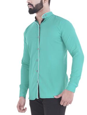 green cotton casual shirt - 15930850 - Standard Image - 2