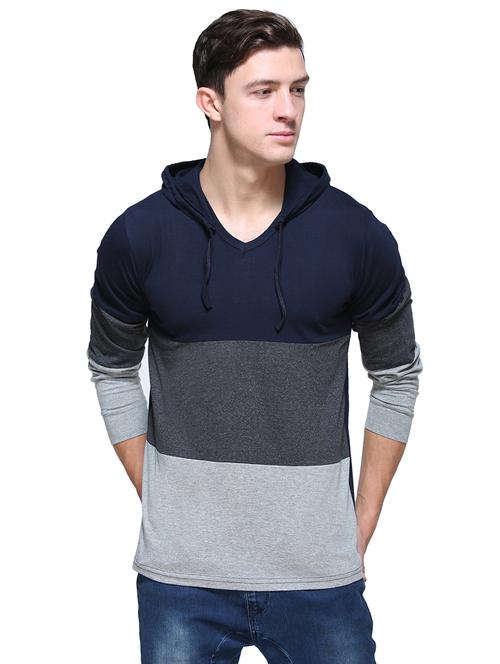 blue cotton color block tshirt - 15931799 - Standard Image - 1