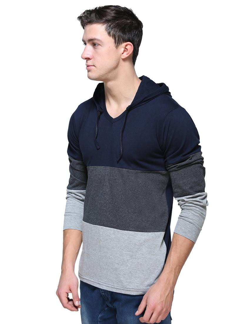 blue cotton color block tshirt - 15931799 - Zoom Image - 2