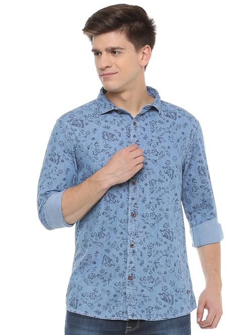 blue floral printed casual shirt - 15932687 - Standard Image - 1