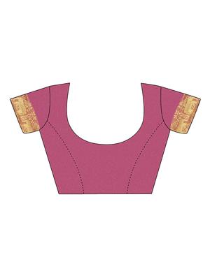 conversational zari border pink kanjivaram saree with blouse - 15933394 - Standard Image - 2