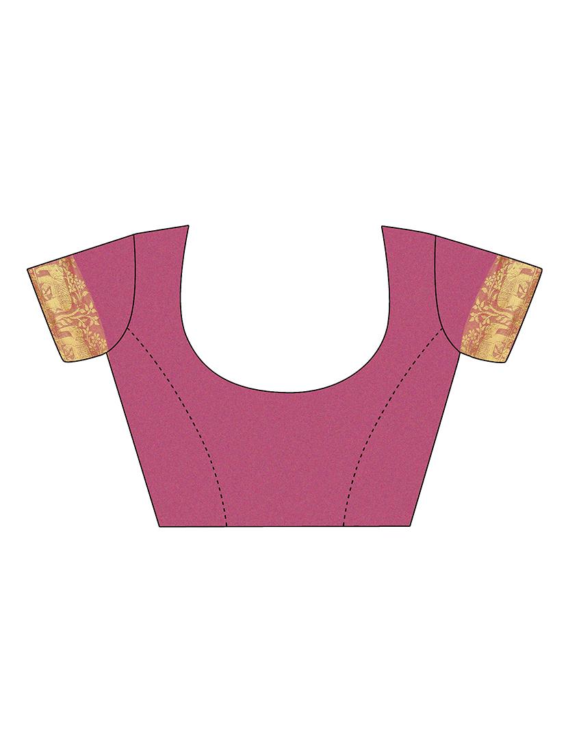 conversational zari border pink kanjivaram saree with blouse - 15933394 - Zoom Image - 2