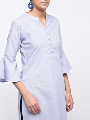 Bell sleeved solid straight kurta - 15933705 - Standard Image - 5