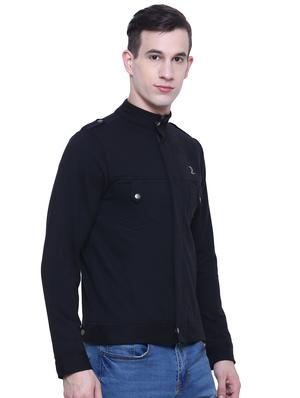 black cotton casual jacket - 15933780 - Standard Image - 2