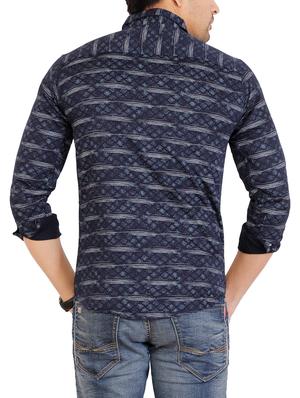 navy blue printed casual shirt - 15934712 - Standard Image - 2
