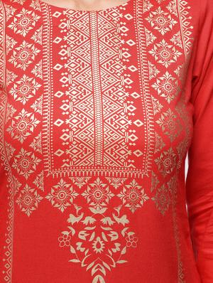 foil print straight kurta - 15935875 - Standard Image - 5