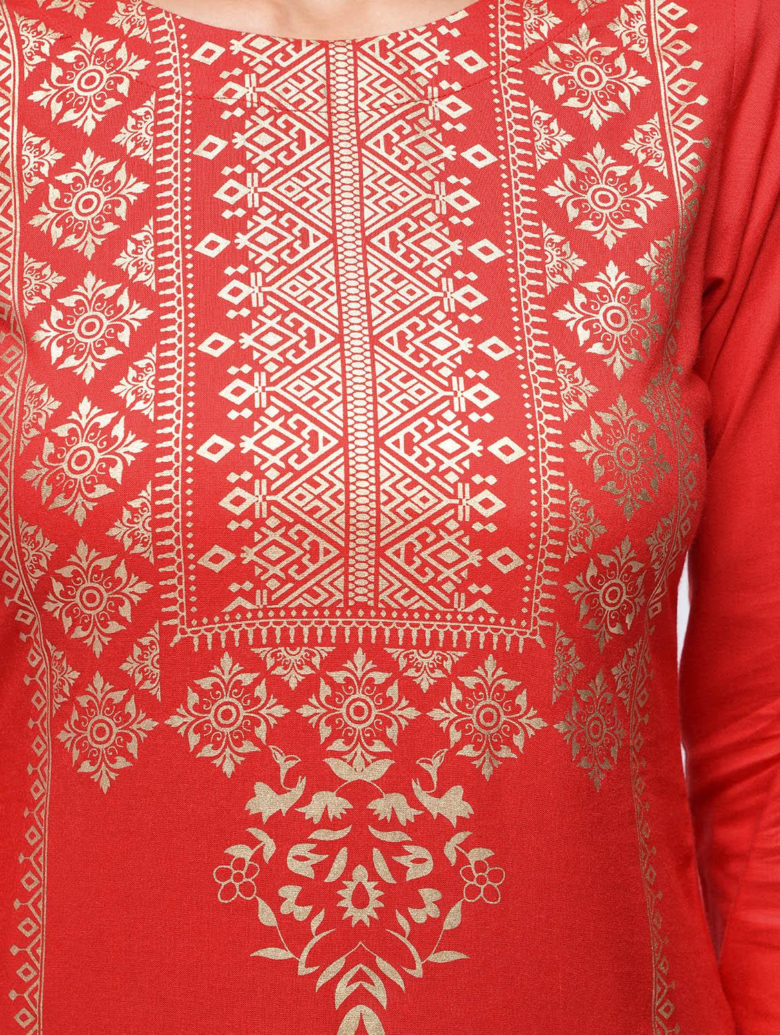 foil print straight kurta - 15935875 - Zoom Image - 5