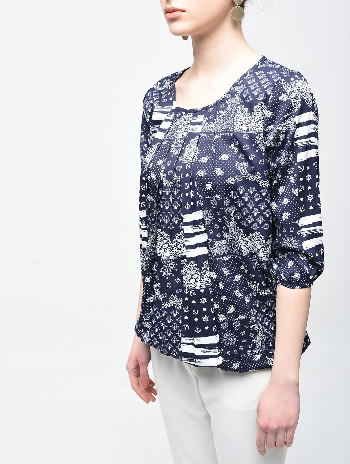 pleated neck blouson top - 15936493 - Zoom Image - 5