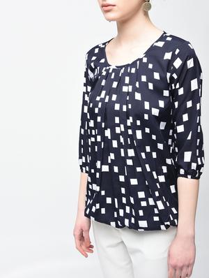pleated neck geometric blouson top - 15936508 - Standard Image - 5