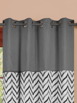 cotton grey orange ikat chevron printed eyelet curtain set - 15936857 - Standard Image - 2