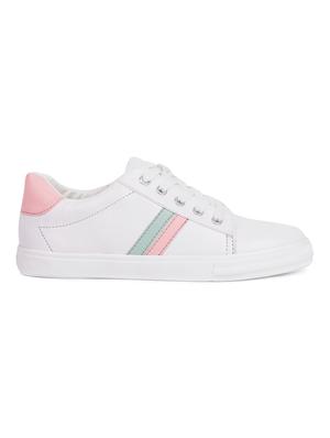 white leatherette laceup sneakers - 15938145 - Standard Image - 2