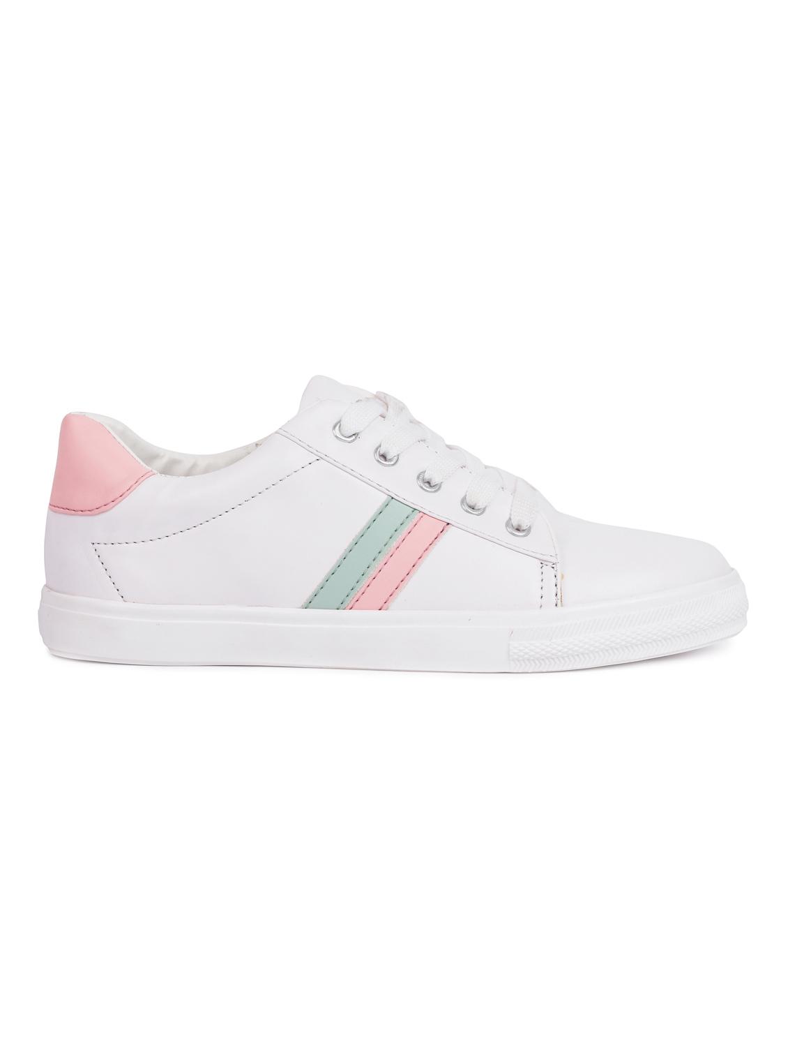white leatherette laceup sneakers - 15938145 - Zoom Image - 2