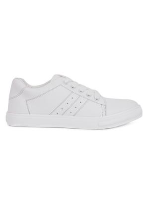 white faux leather laceup sneakers - 15938146 - Standard Image - 2