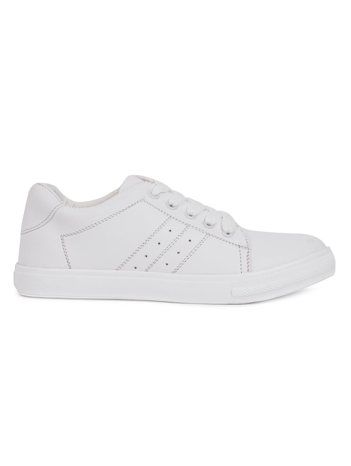 white faux leather laceup sneakers - 15938146 - Zoom Image - 2