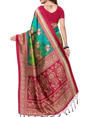 bird motif printed saree with blouse - 15940010 - Standard Image - 2