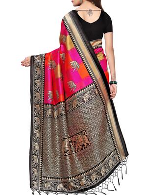 bird motif printed saree with blouse - 15940011 - Standard Image - 2
