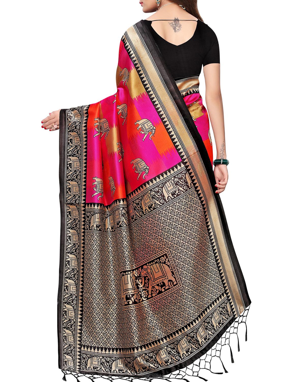 bird motif printed saree with blouse - 15940011 - Zoom Image - 2