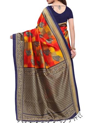 bird motif printed saree with blouse - 15940013 - Standard Image - 2