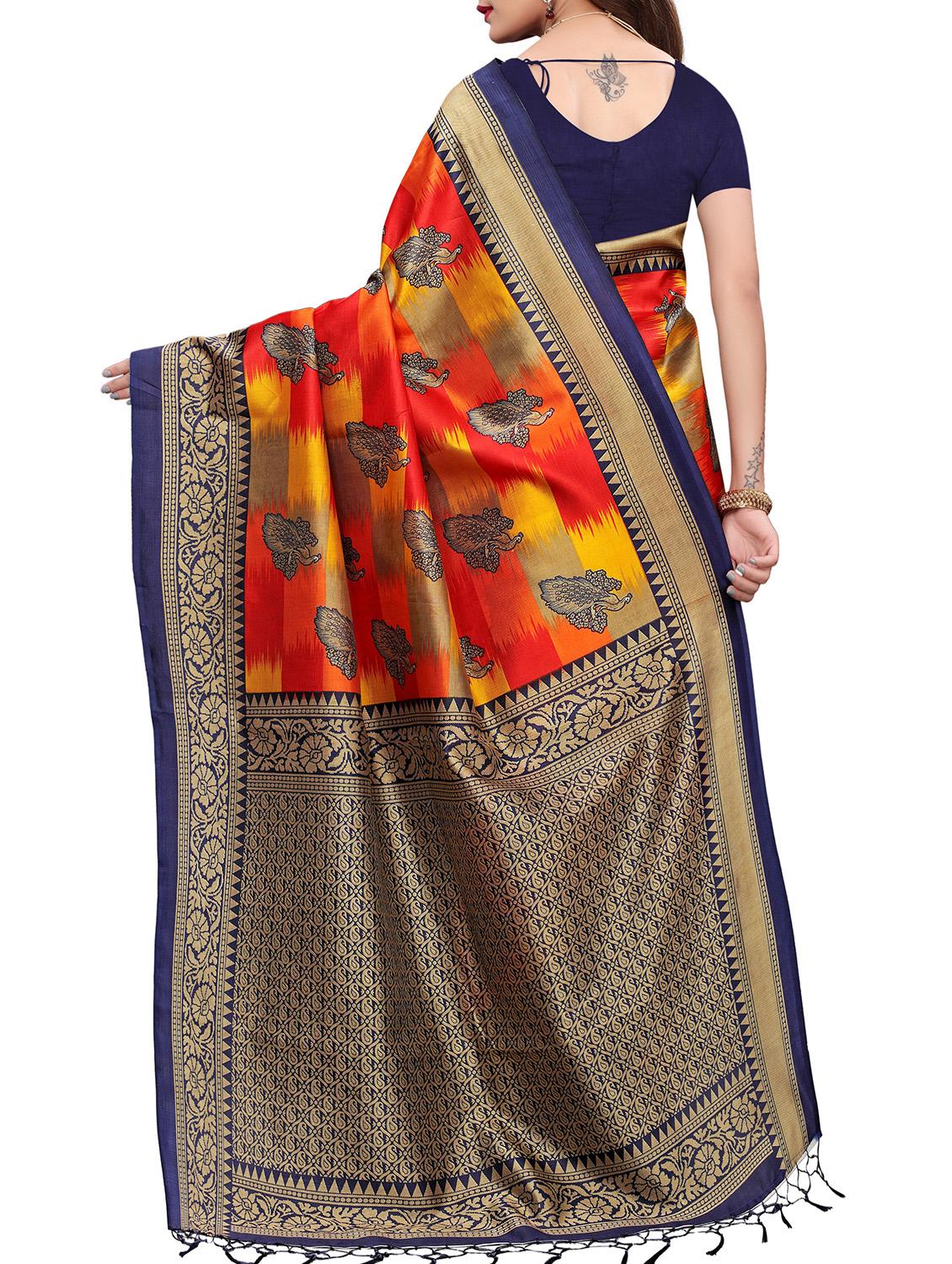bird motif printed saree with blouse - 15940013 - Zoom Image - 2