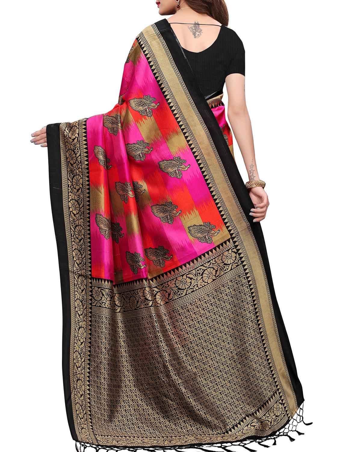 bird motif printed saree with blouse - 15940015 - Zoom Image - 2