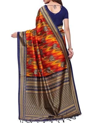 bird motif printed saree with blouse - 15940018 - Standard Image - 2