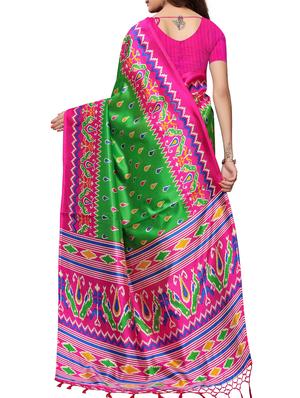 ethnic motif printed saree with blouse - 15940025 - Standard Image - 2