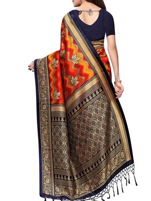ethnic motif printed saree with blouse - 15940030 - Standard Image - 2