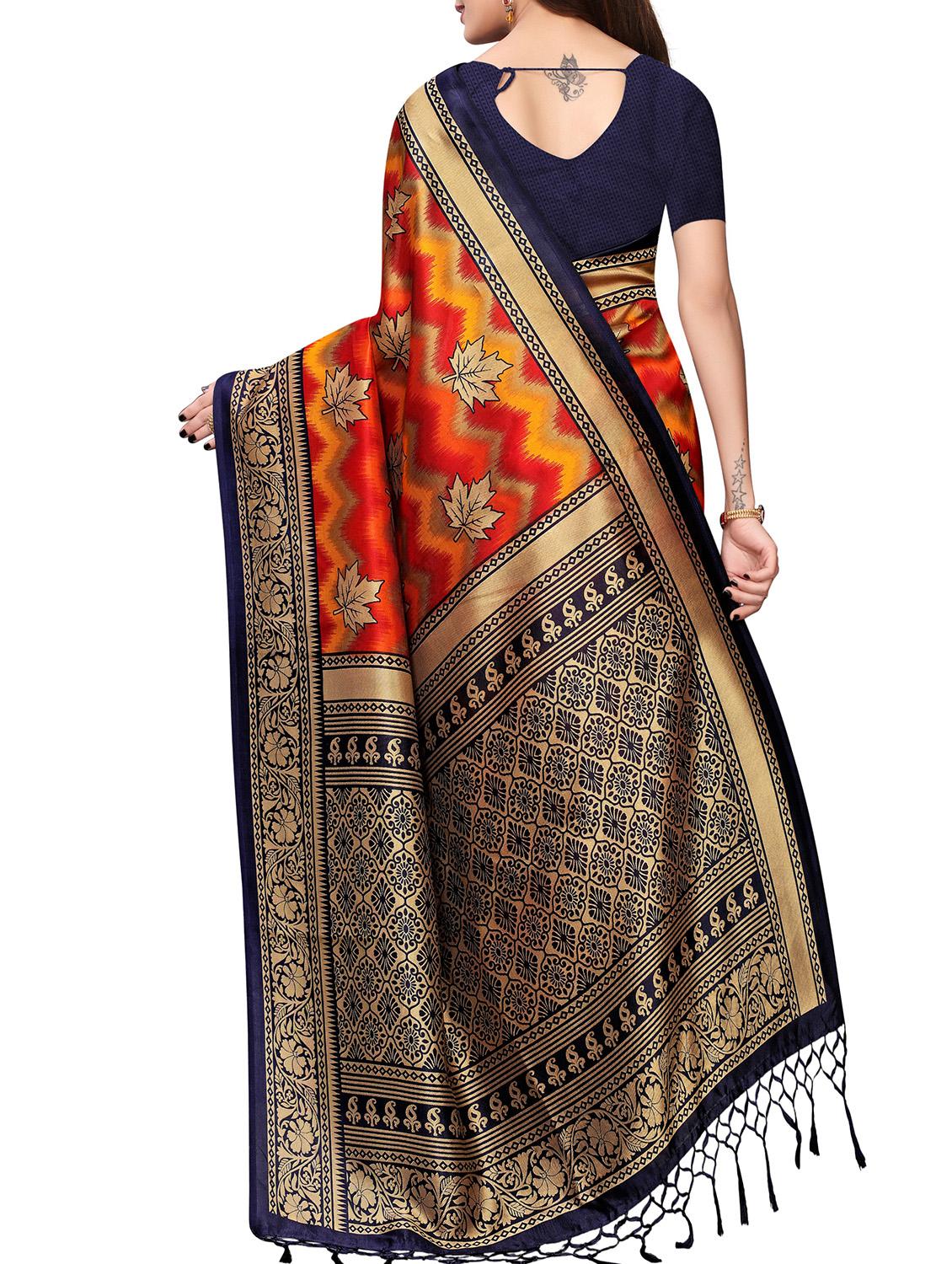 ethnic motif printed saree with blouse - 15940030 - Zoom Image - 2