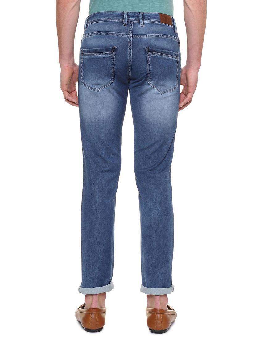 blue cotton blend washed jeans - 15940154 - Zoom Image - 2
