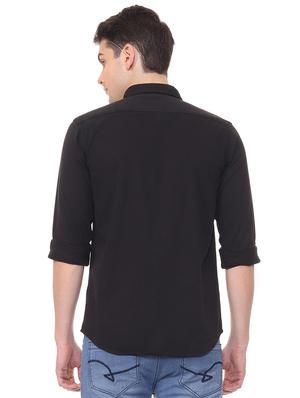 black solid casual shirt - 15940393 - Standard Image - 2