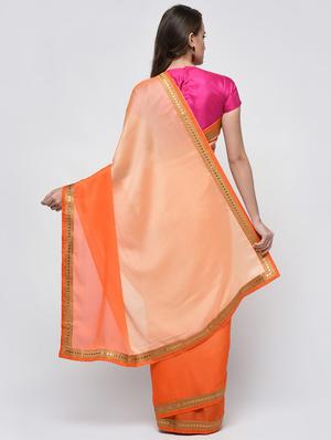 zari border ombre saree with blouse - 15940665 - Standard Image - 2