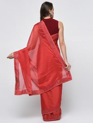 embellished lace border saree with blouse - 15940668 - Standard Image - 2