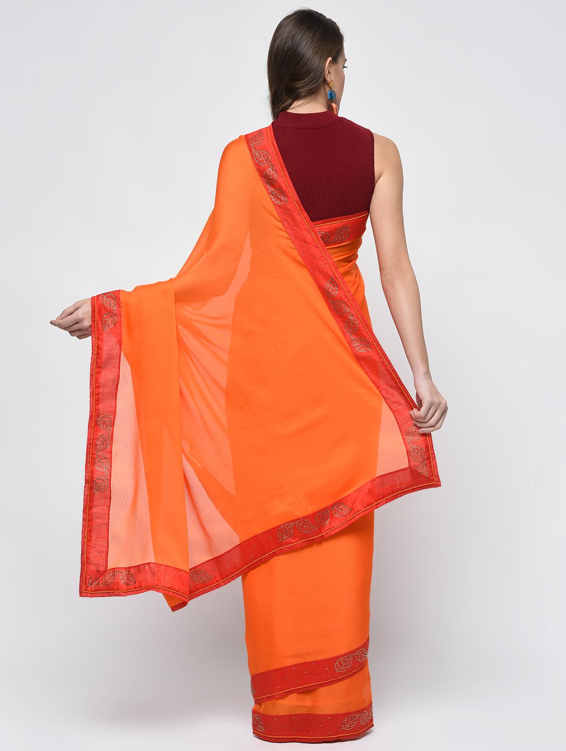 embellished lace border saree with blouse - 15940670 - Zoom Image - 2