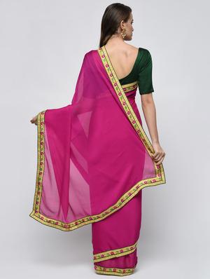 floral embroidered border saree with blouse - 15940676 - Standard Image - 2