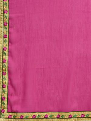 floral embroidered border saree with blouse - 15940676 - Standard Image - 5