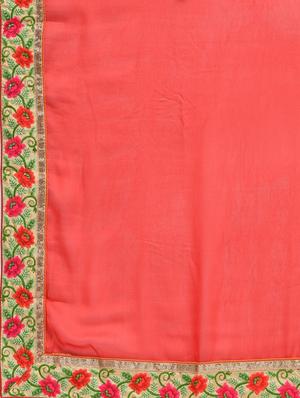 floral embroidered lace border saree with blouse - 15940677 - Standard Image - 5
