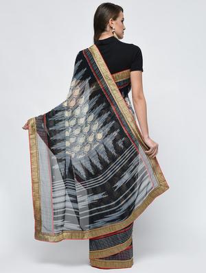paisley printed saree with blouse - 15940684 - Standard Image - 2