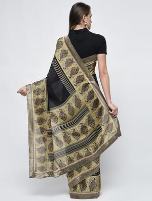 striped printed embellished saree with blouse - 15940689 - Standard Image - 2
