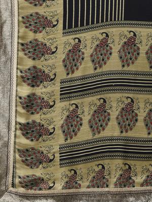 striped printed embellished saree with blouse - 15940689 - Standard Image - 5