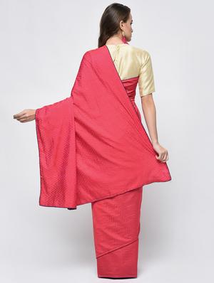 chevron motif pink woven saree with blouse - 15940830 - Standard Image - 2