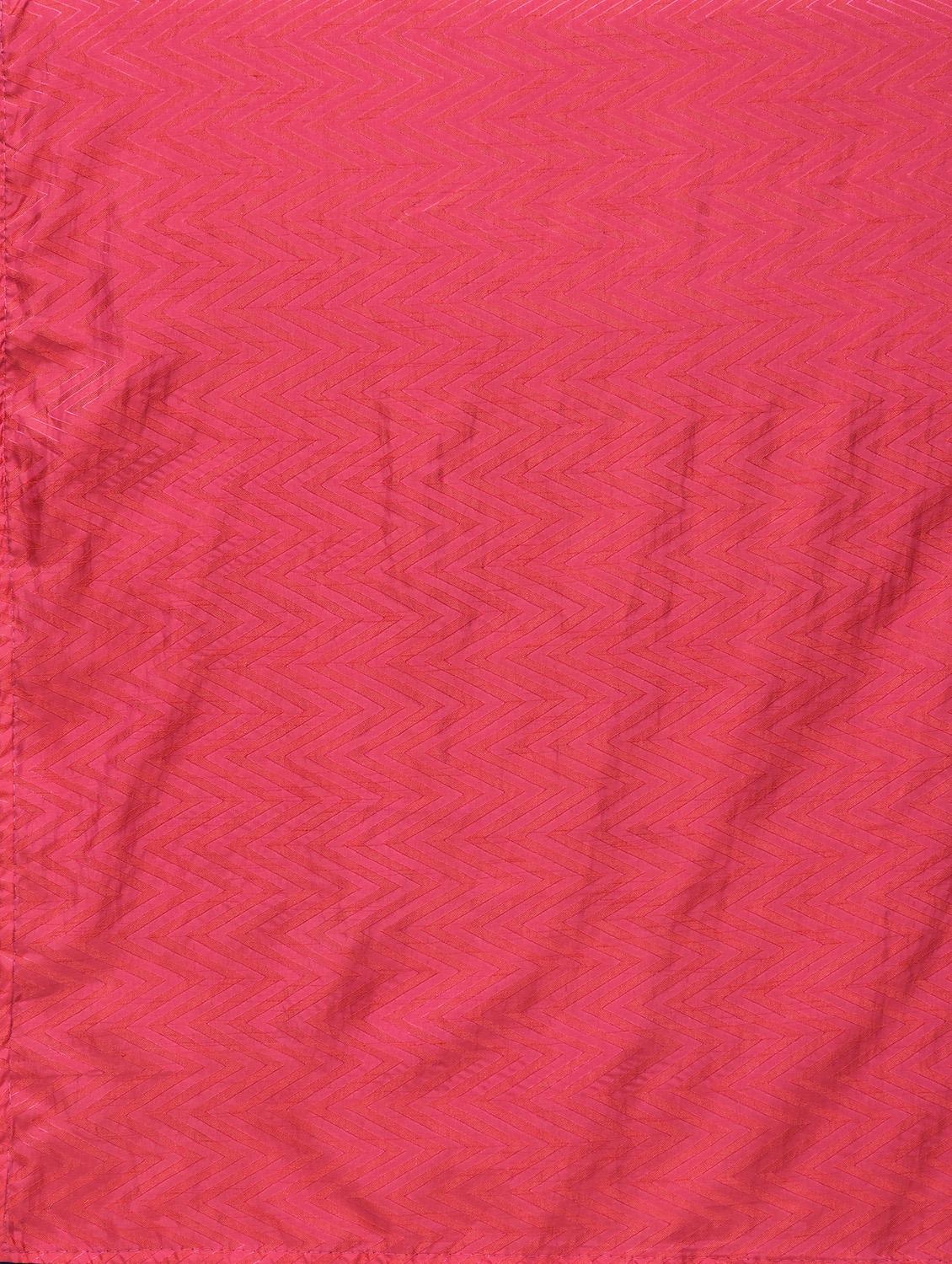 chevron motif pink woven saree with blouse - 15940830 - Zoom Image - 5