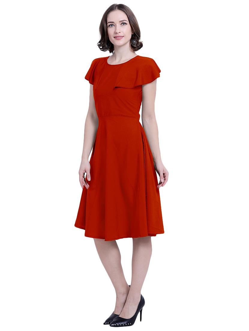 cape sleeved flared dress - 15941105 - Zoom Image - 2