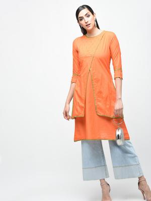 Embroidered layered kurta - 15941144 - Standard Image - 2