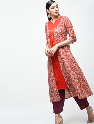 kalamkari printed a-line kurta - 15941147 - Standard Image - 2